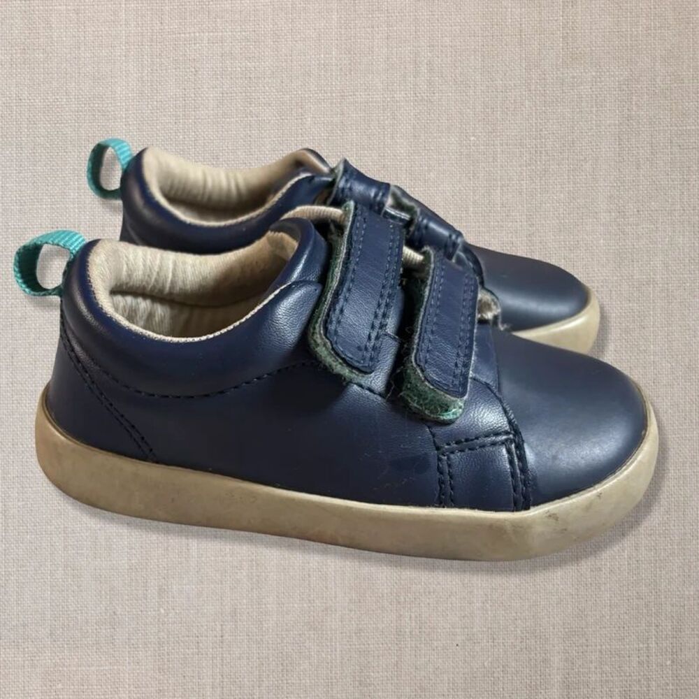 Ten Little Size 7 Navy Leather Hook & Loop Sneakers Toddler Kids Shoes